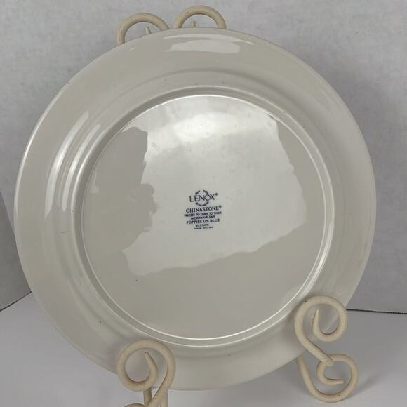 Lenox Chinastone 10.75 Inch Dinner Plate Poppies on Blue Pattern - Picture 5 of 8